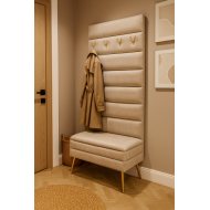 GARDEROBA tapicerowana z pufą do przedpokoju, LILUU 80, schowek + wieszak