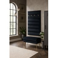 GARDEROBA tapicerowana z pufą do przedpokoju, LILUU 80, schowek + wieszak